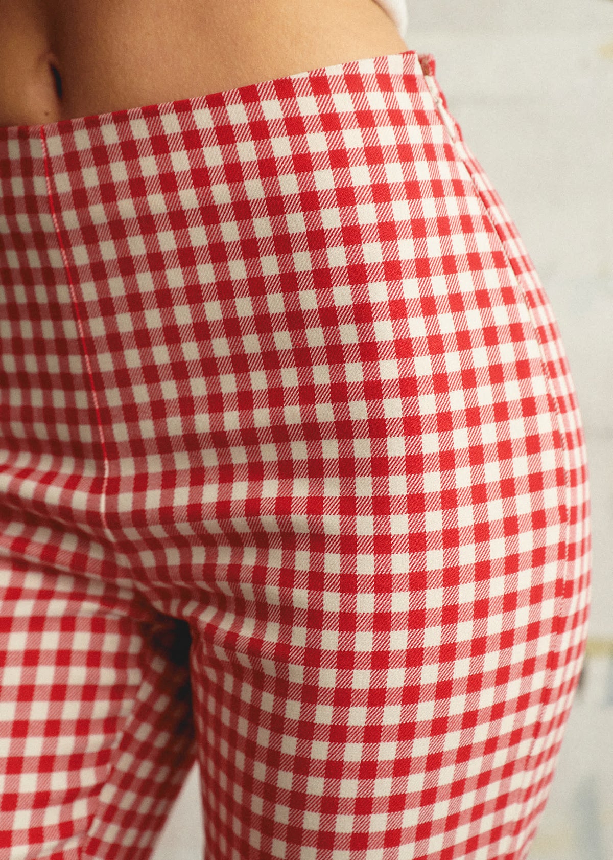 Pantalon Ciara - Vichy Rouge Écru