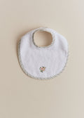 Bavoir Naissance - Rayures Broderie Fleurs