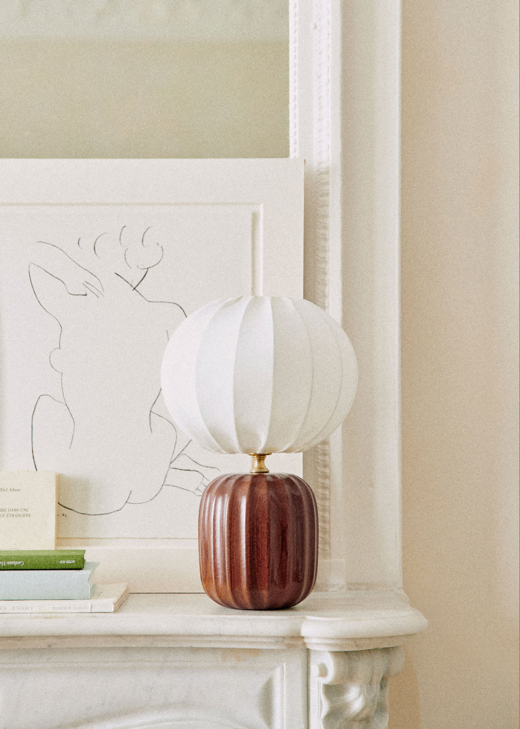 Lampe Traviata petit modèle - Acajou - Abat-jour Sonate - Écru