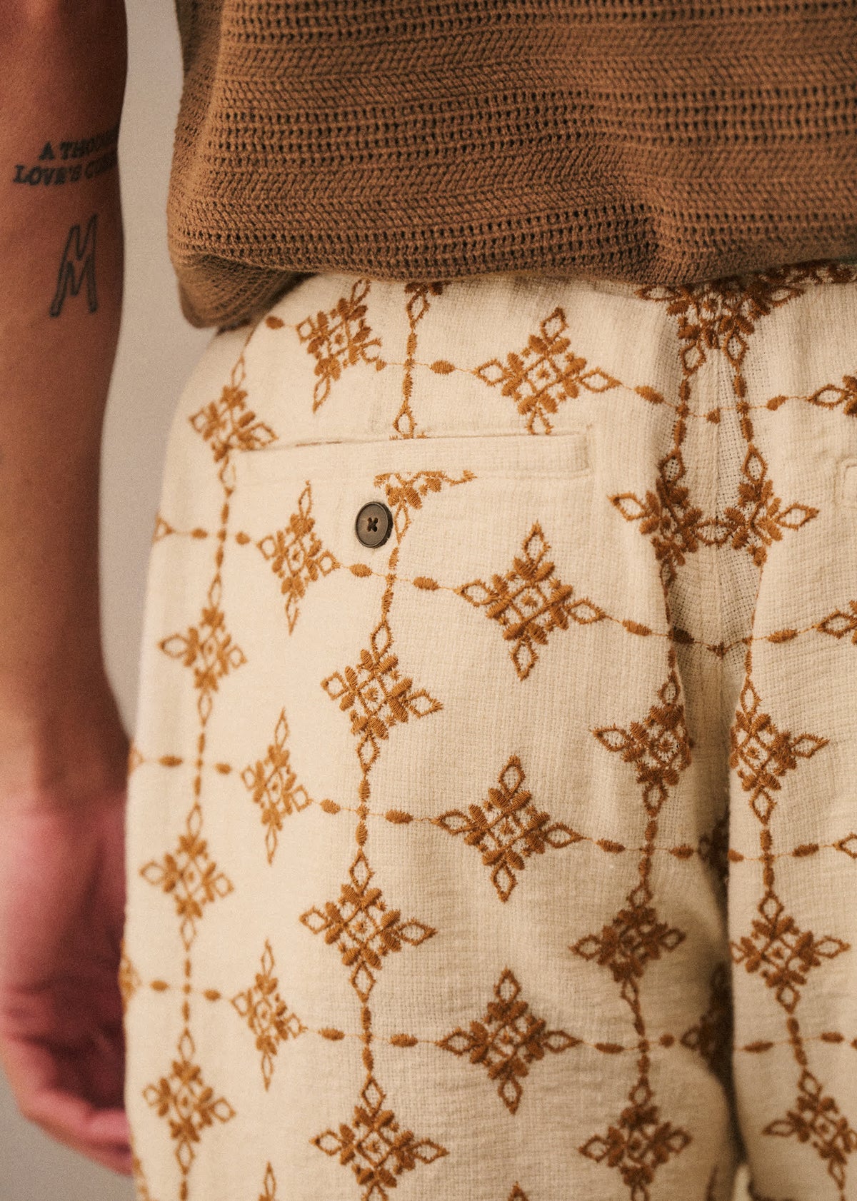Short Priam - Naturel Broderie Camel