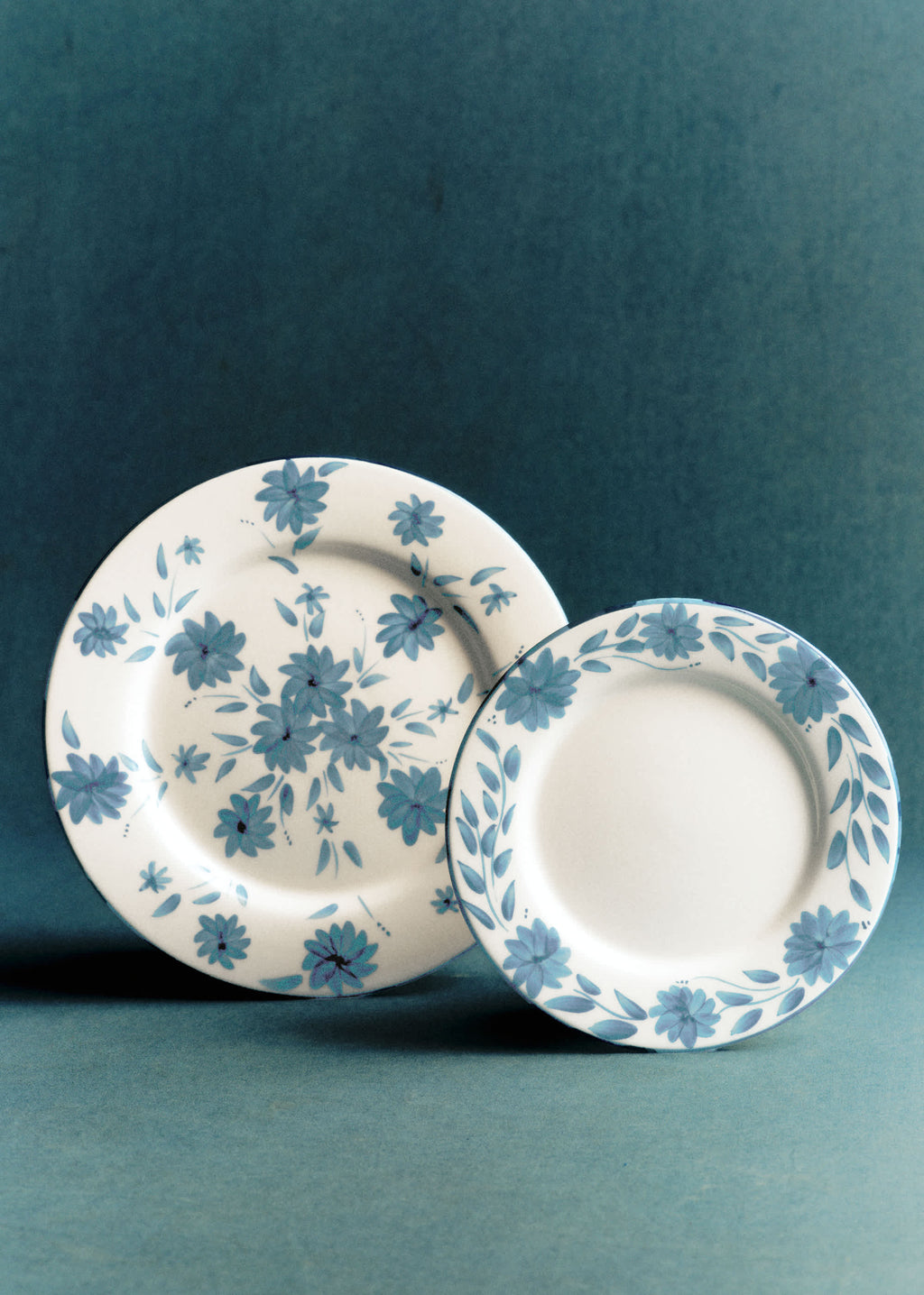 Set de 4 assiettes à dessert - Fleurs de Jardin - Bleu Vintage