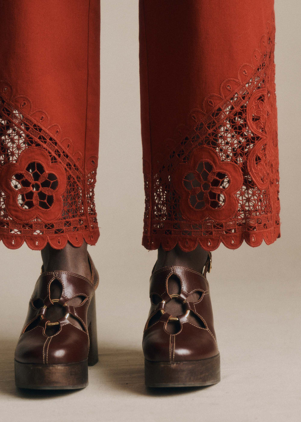 Pantalon Bruce - Sézane x SEA NY - Broderie Unie Bordeaux