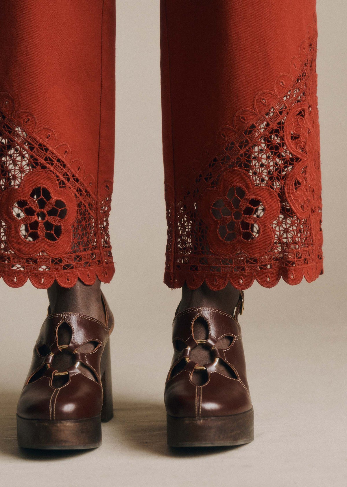 Pantalon Bruce - Sézane x SEA NY - Broderie Unie Bordeaux