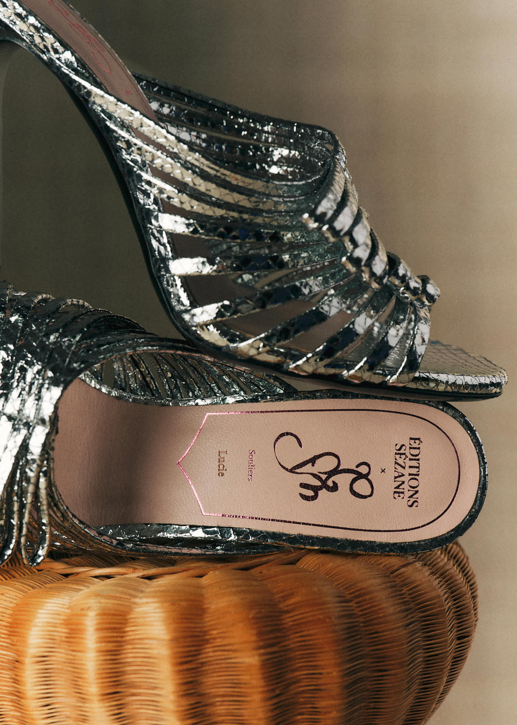 Sandales Lucie - CFM Souliers x Editions Sézane - Serpent argent