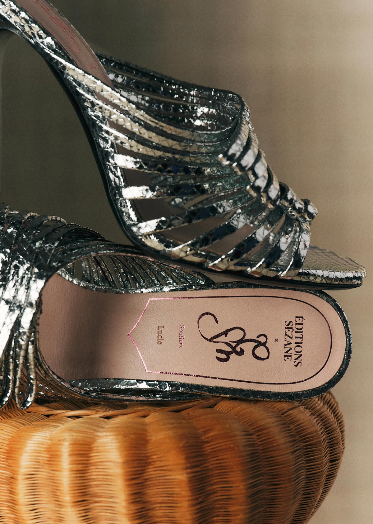 Sandales Lucie - CFM Souliers x Editions Sézane - Serpent argent