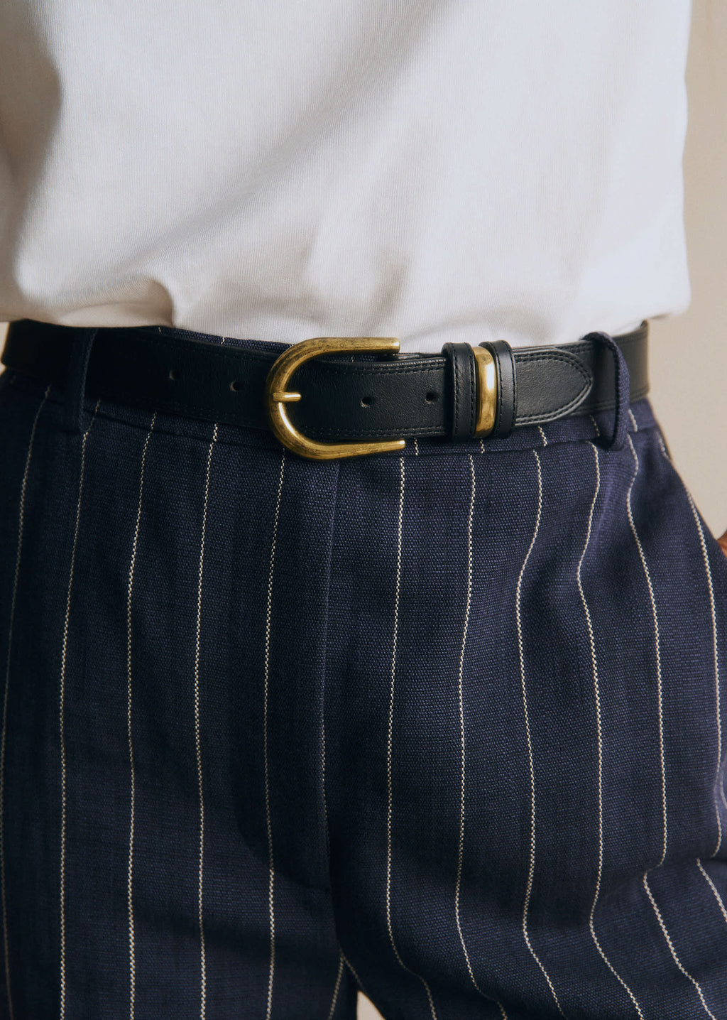 Pantalon Matheo - Rayures Tennis Écru Fond Bleu