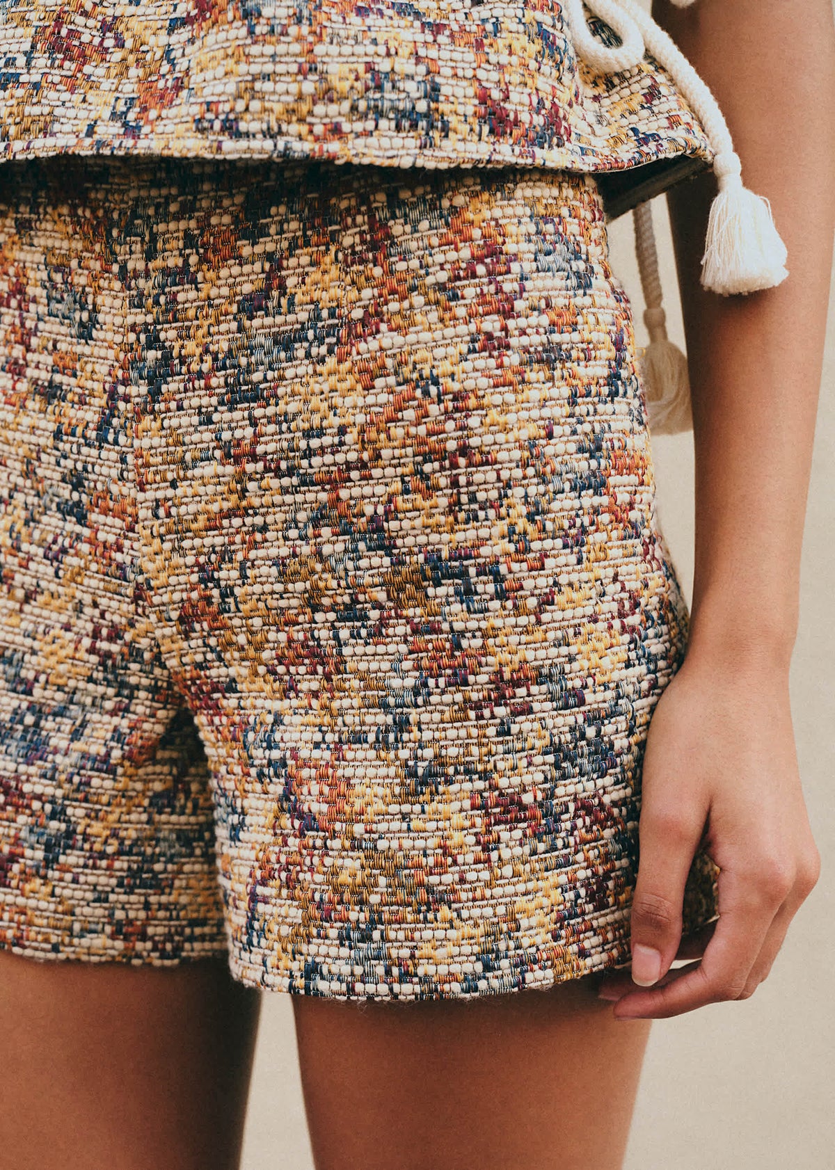 Short Nick - Jacquard Abstrait Écru Multico