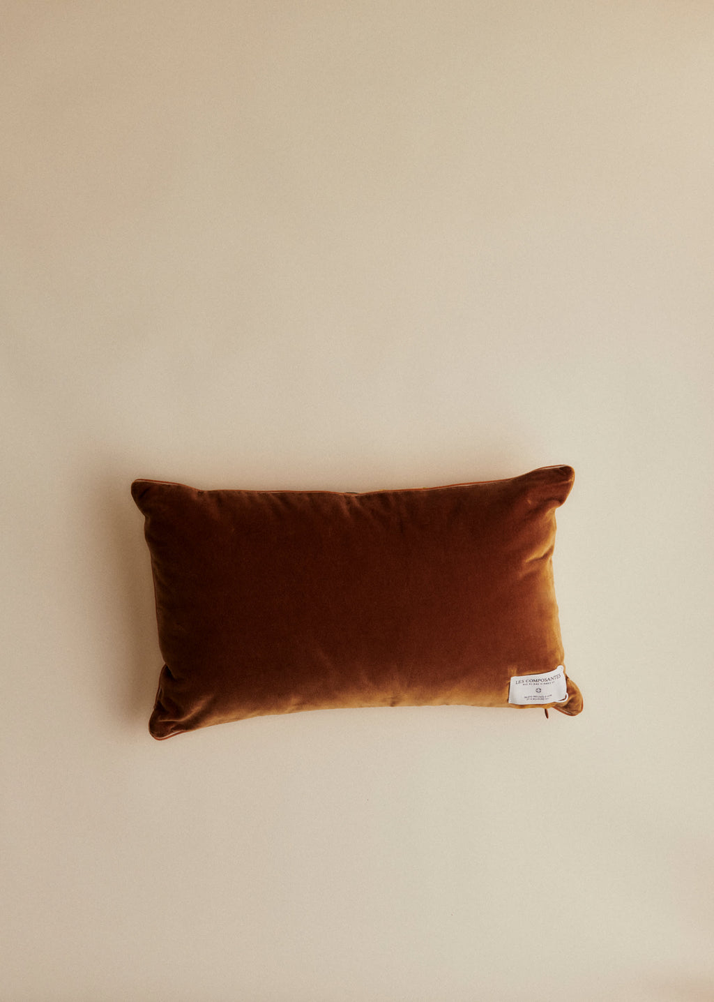 Coussin vintage velours caramel - Petit modèle - Imprimé Feuillages d'Automne