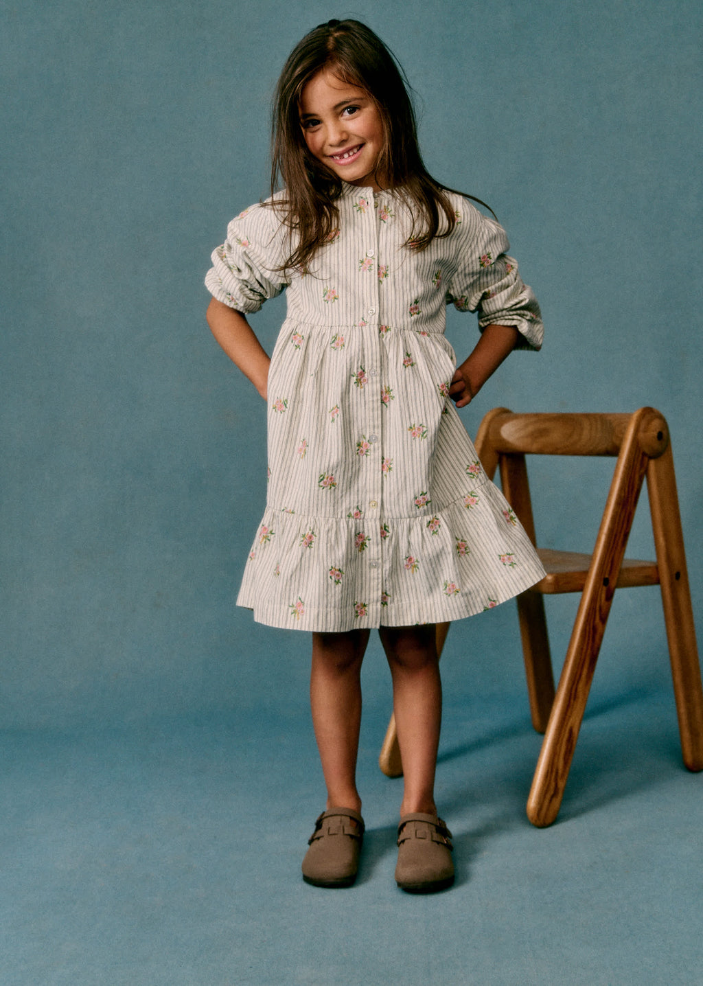 Robe Louise - Rayures Broderies Fleurs