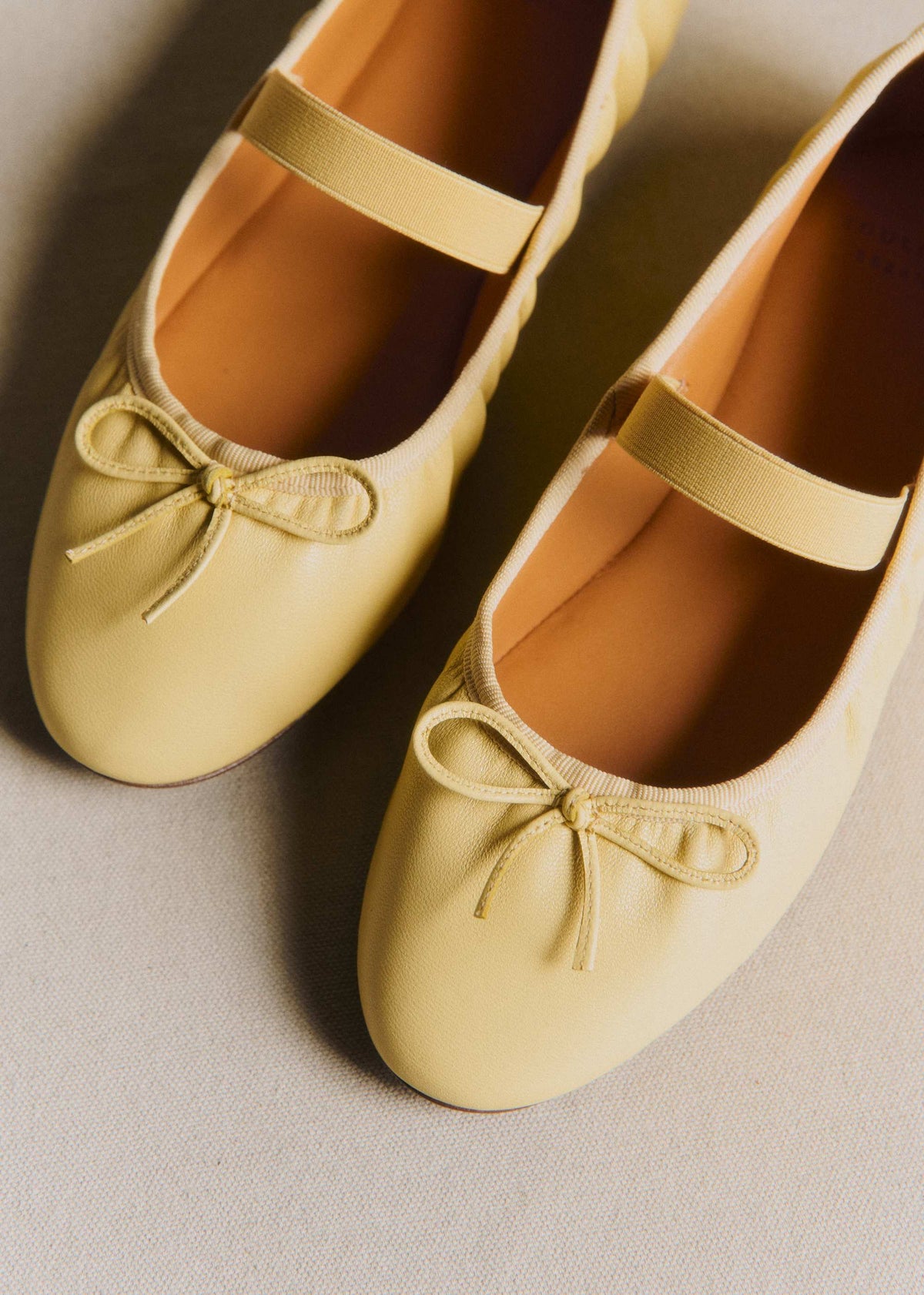 Ballerines Low Amélie - Jaune Lisse Plissé Élastique