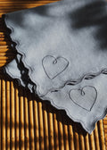 Set de 2 serviettes brodées - Coeur Bleu