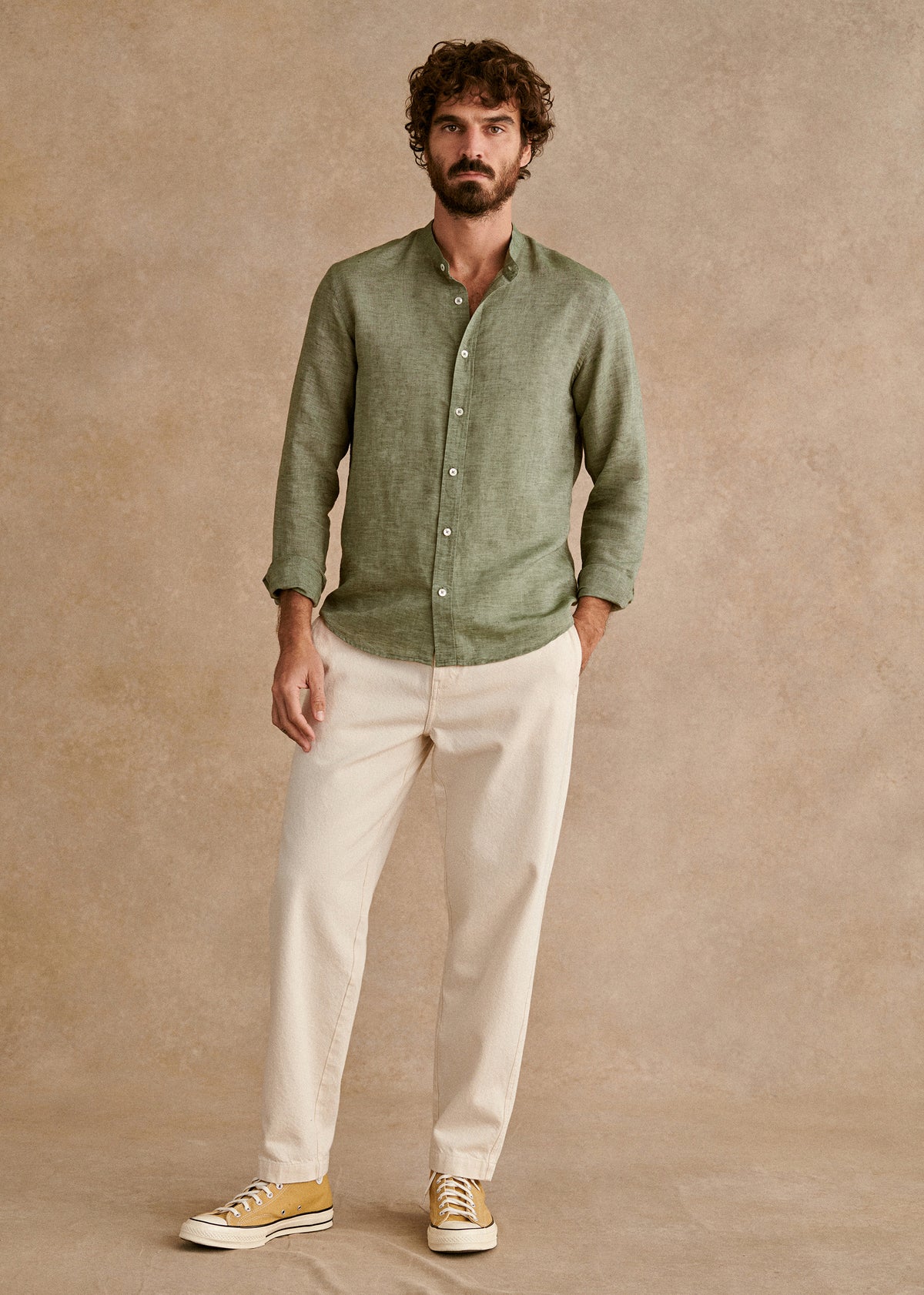 Chemise Benny Coton Lin - Kaki Délavé