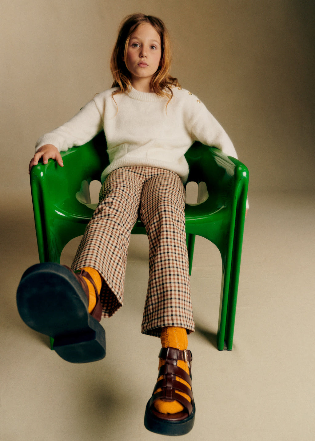 Pantalon Ciara - Carreaux Camel Beige et Noir