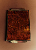 Plateau vintage loupe et laiton - Loupe d'orme et laiton