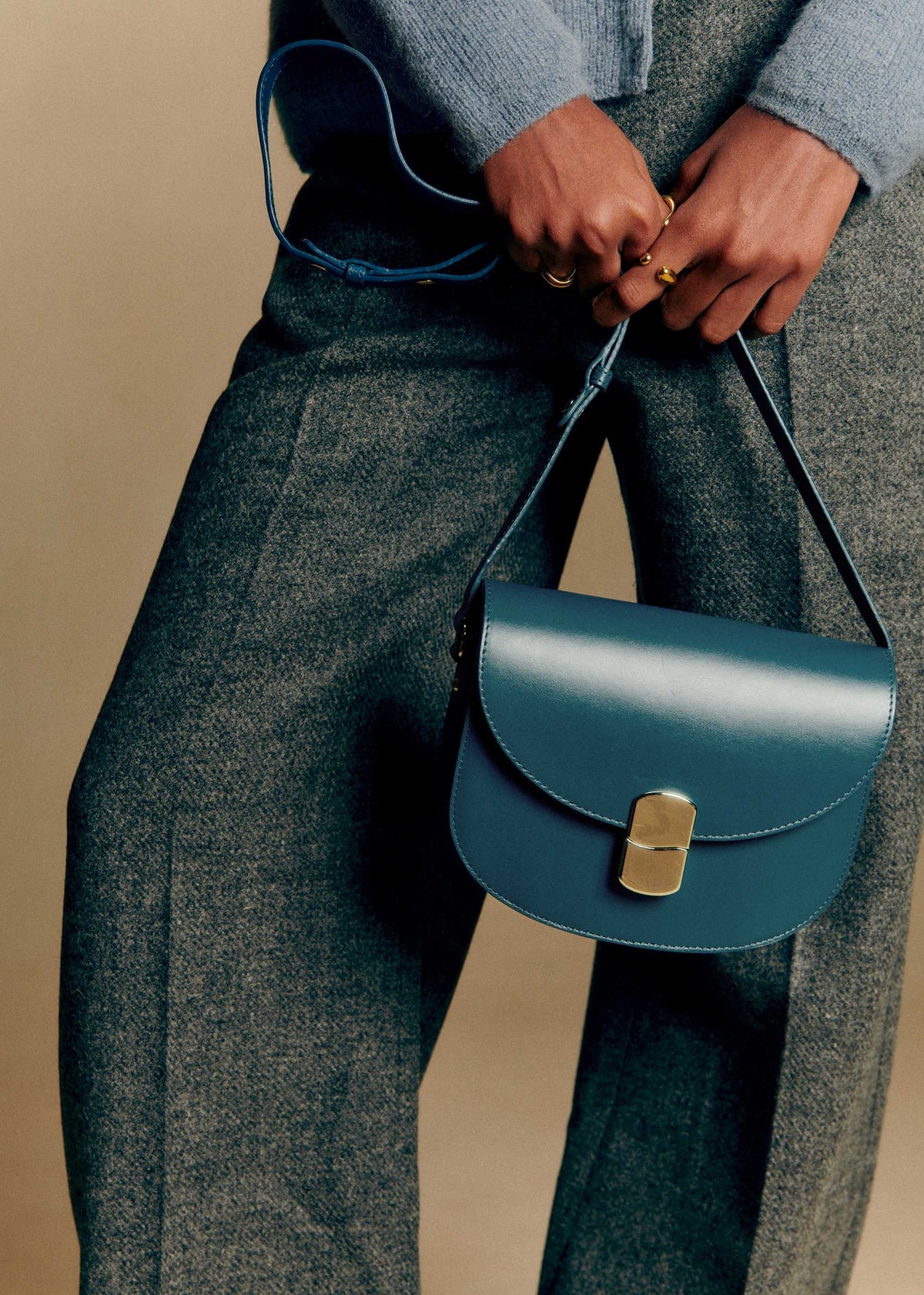 Sac Claude - Bleu Denim Lisse