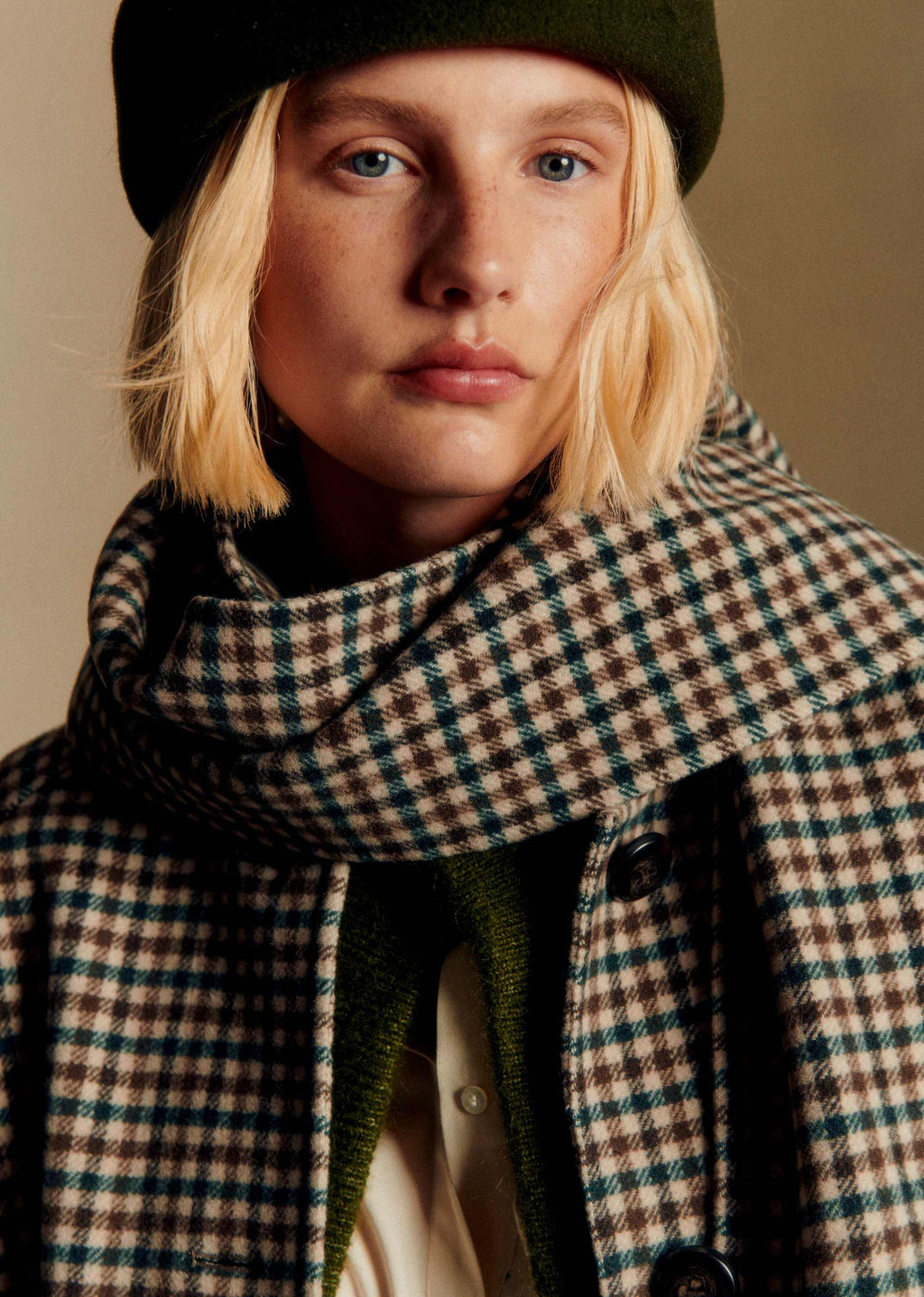 Manteau Kais - Carreaux Vert Marron