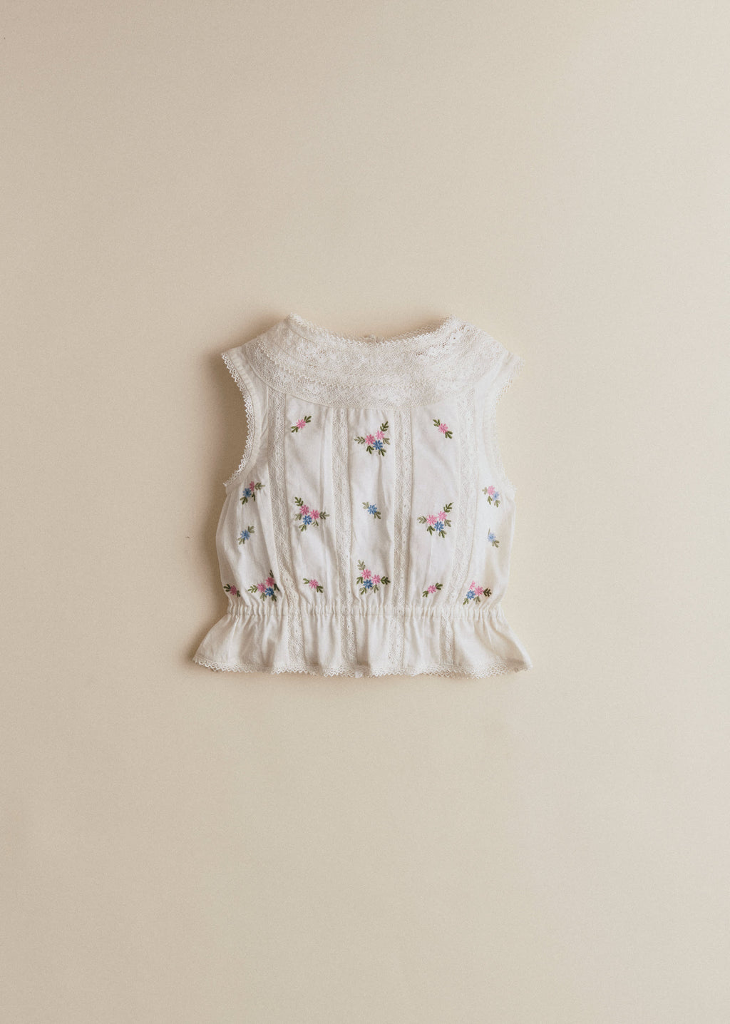 Blouse Dorrita - Broderie Placée Fleurs Multico Fond Crème