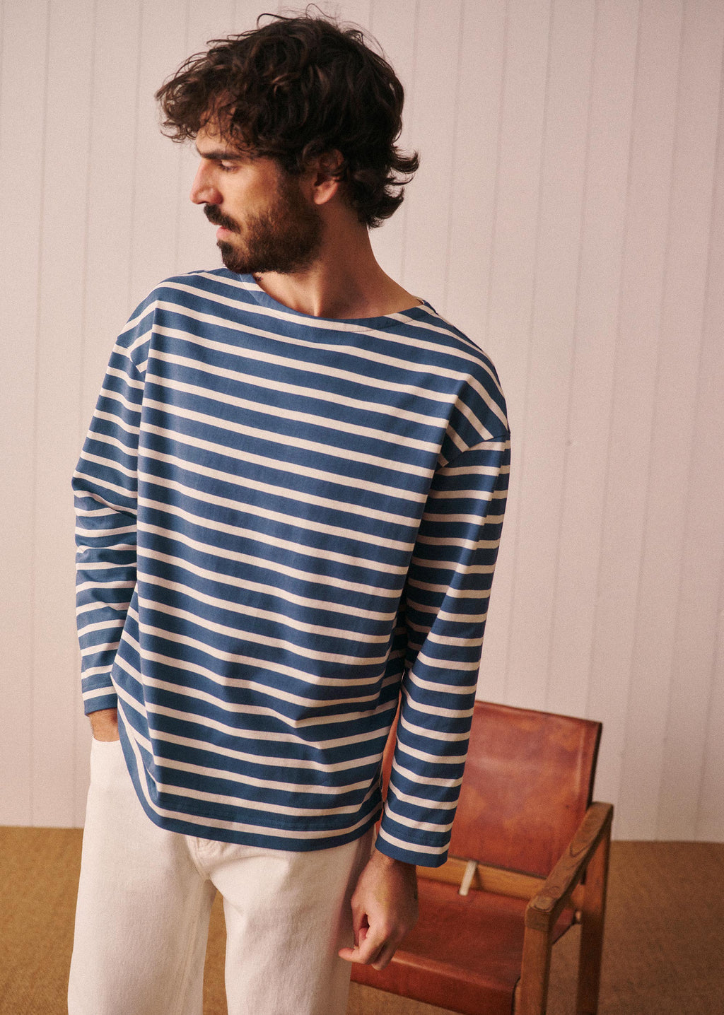 T-Shirt Ronan - Rayures Bleu Acier / Ecru