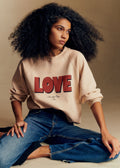 Sweat-Shirt Love - Crème / Rouge