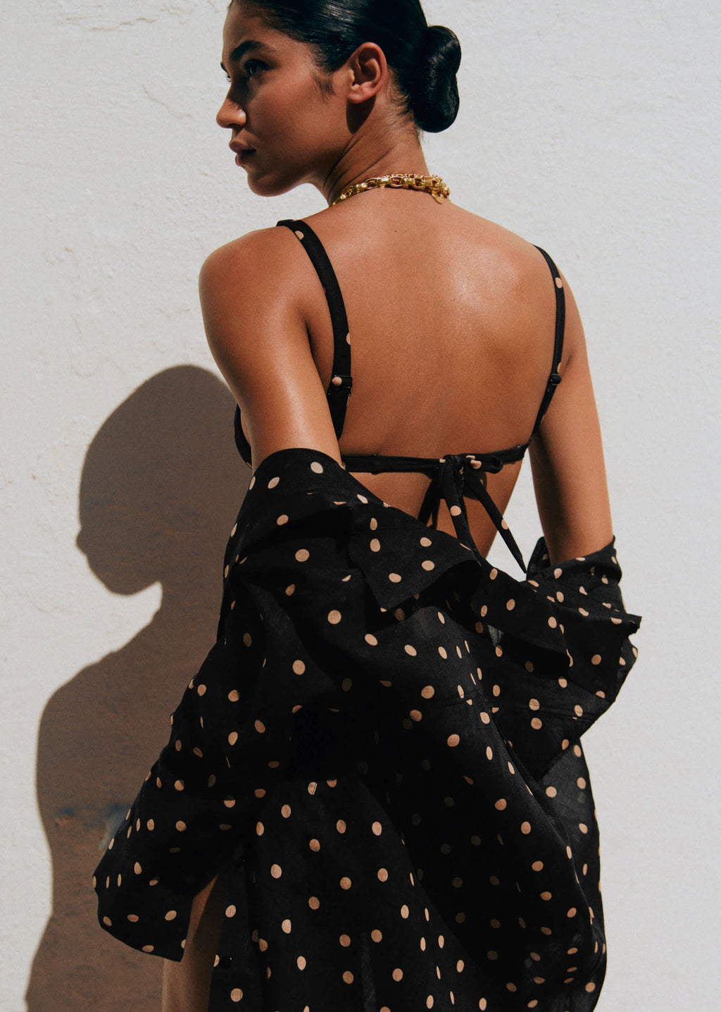 Triangle Éclat - Pois Beige Fond Noir