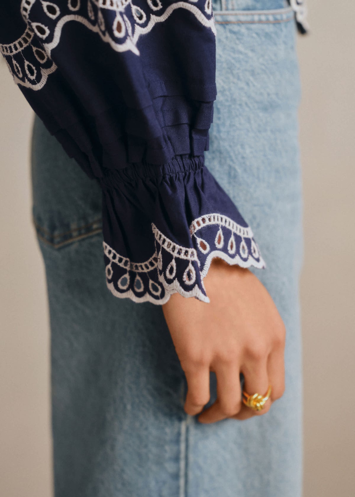 Chemise Françoise - Ecru Fond Marine