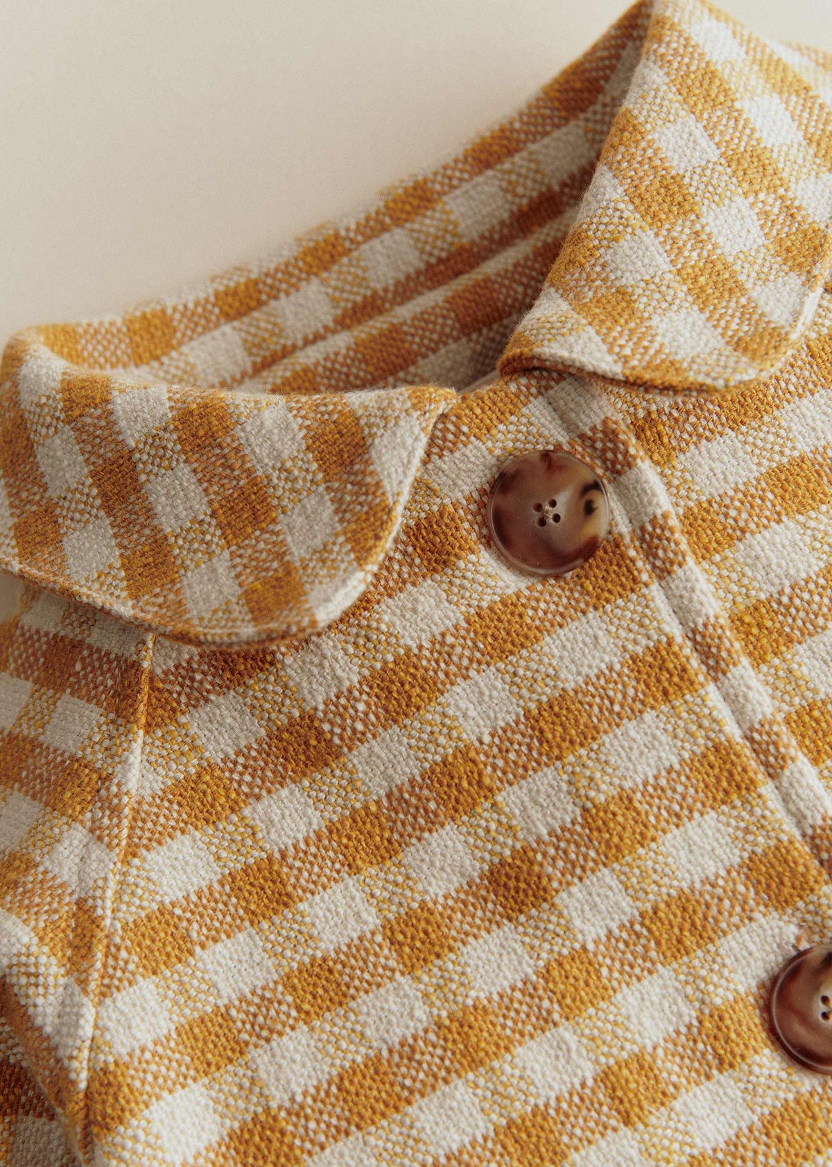 Manteau Polla - Carreaux Vichy Ocre Ecru