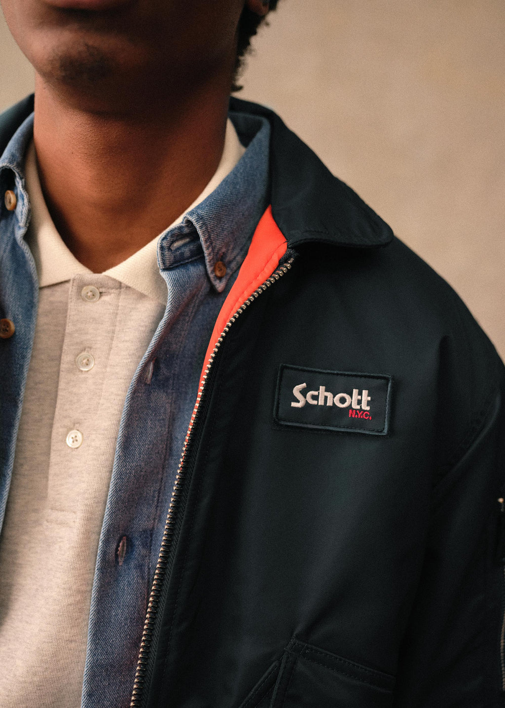 Bomber Octobre Éditions x Schott NYC - Marine