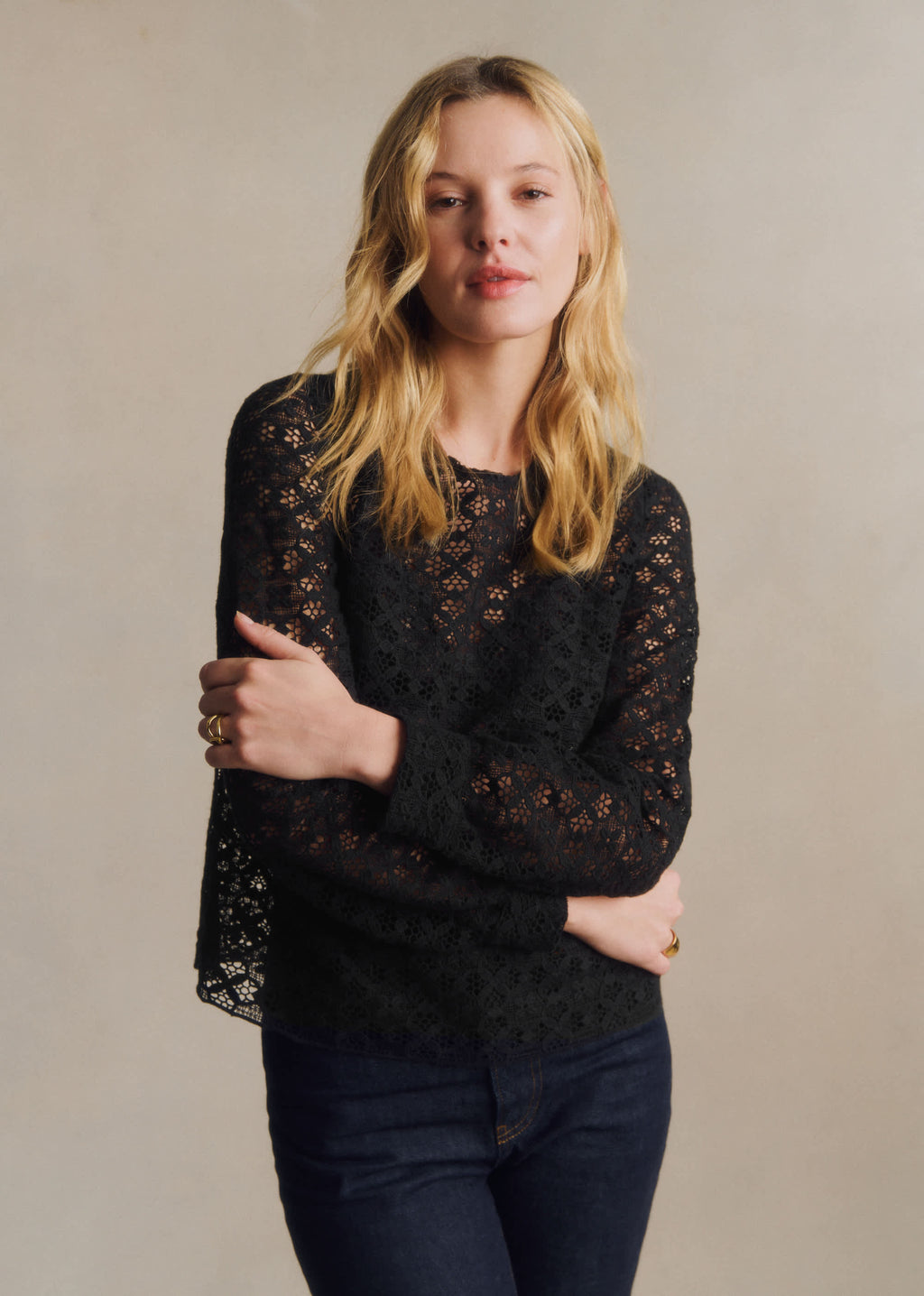 Blouse Jesse - Guipure Unie Noir