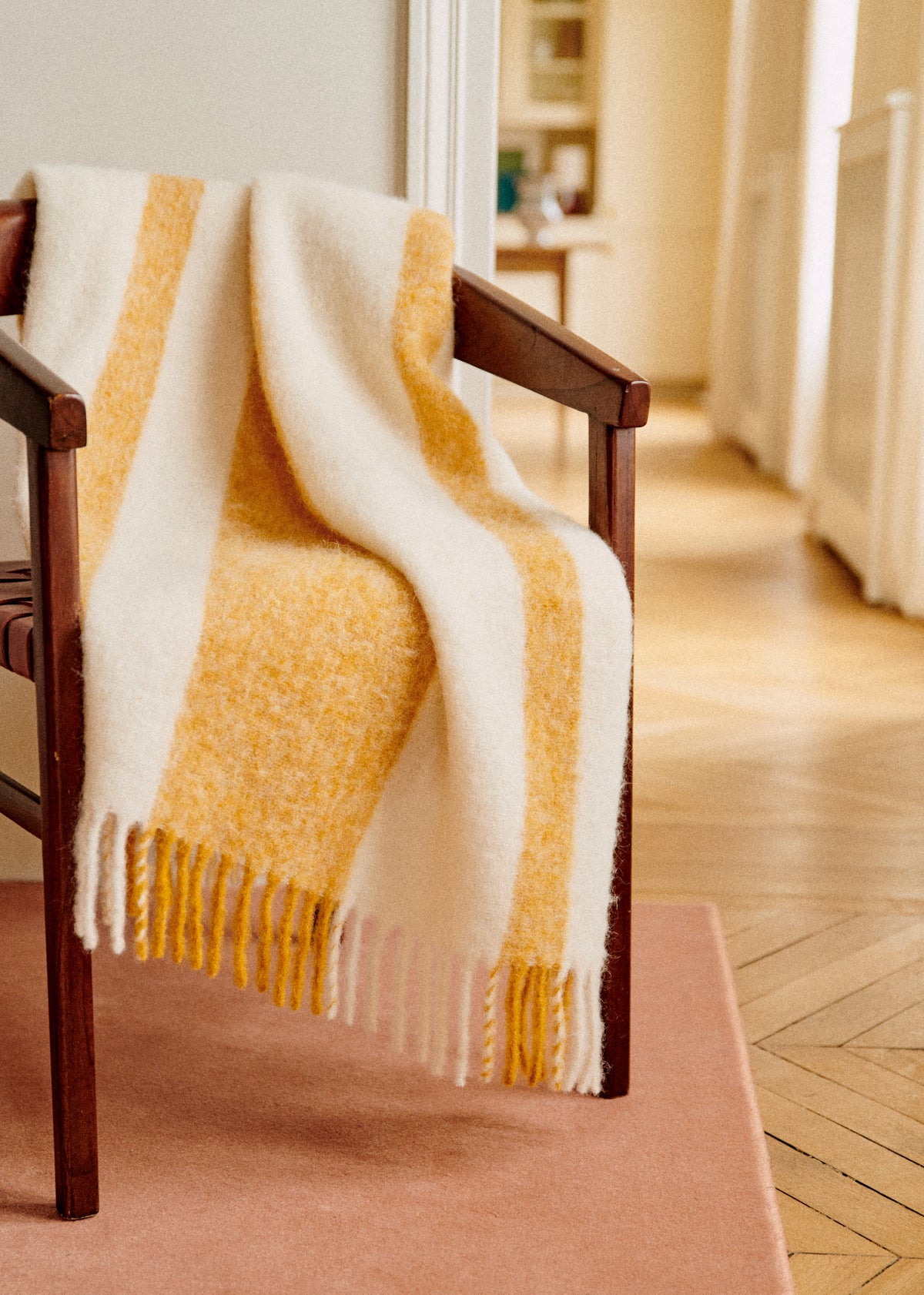 Plaid en mohair - Rayures ocres