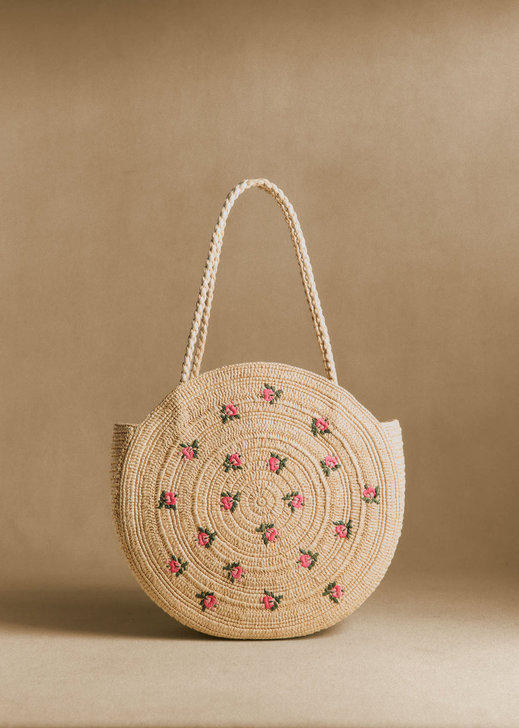 Panier June - Naturel broderies fleurs muti