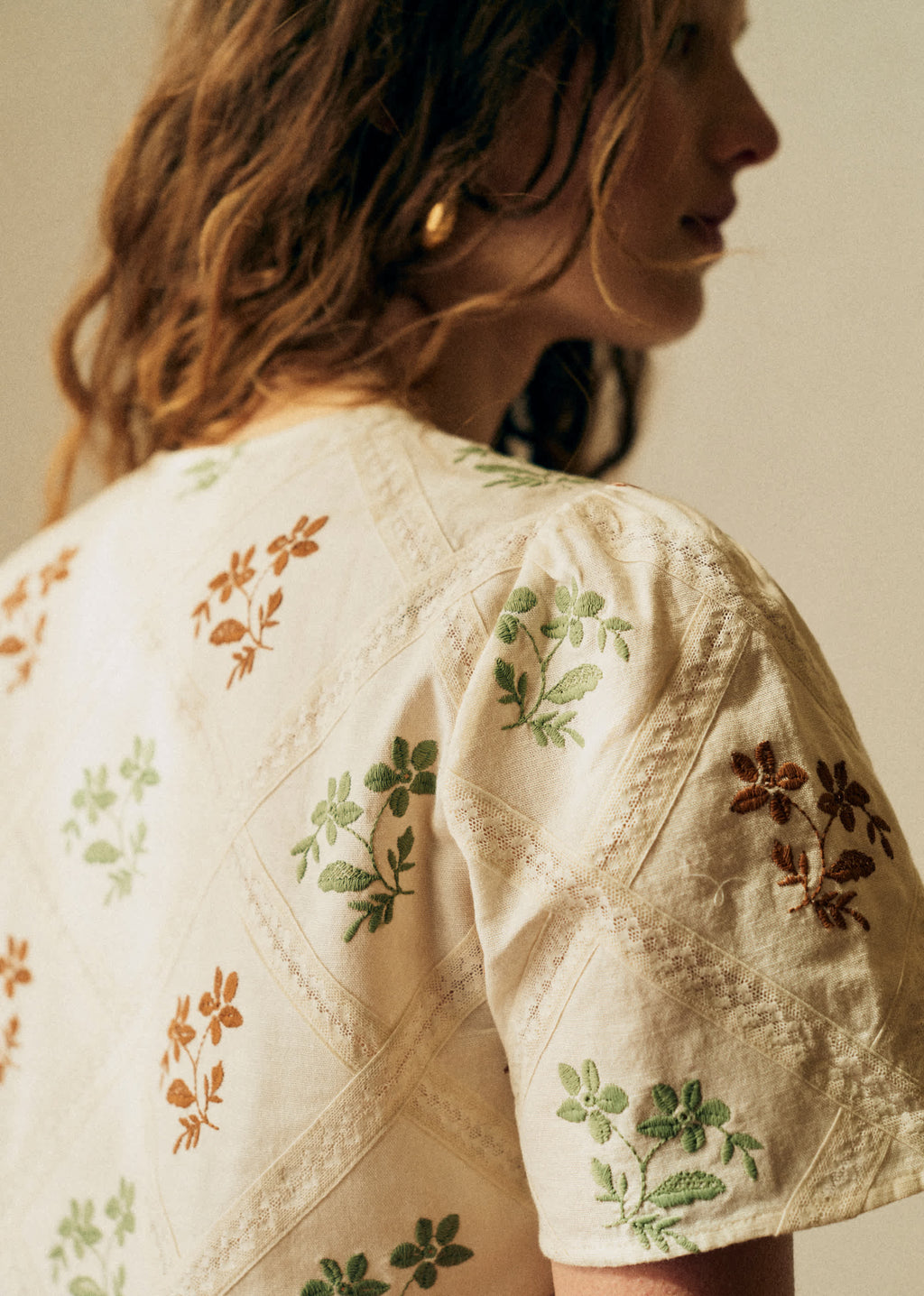 Chemise Amade - Broderie Contrastée Herbier Losange