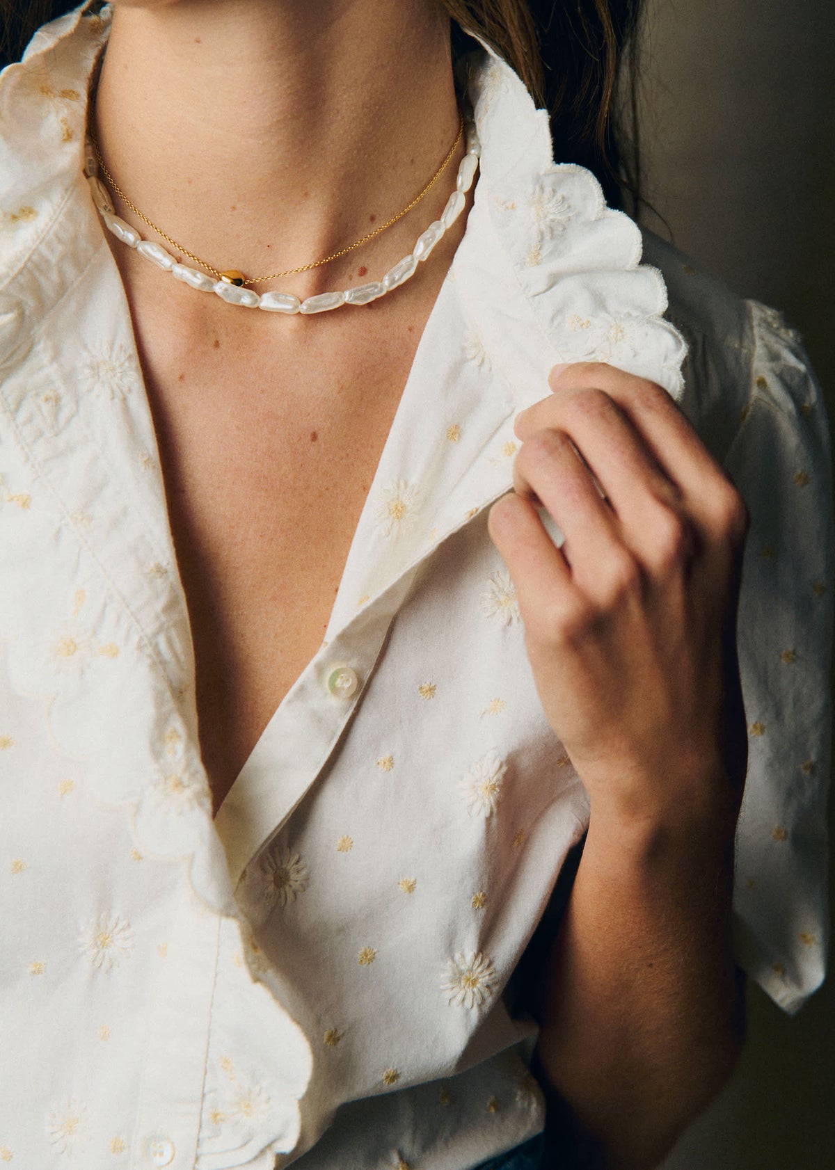 Chemise Dalhia - Marguerites Crème Écru