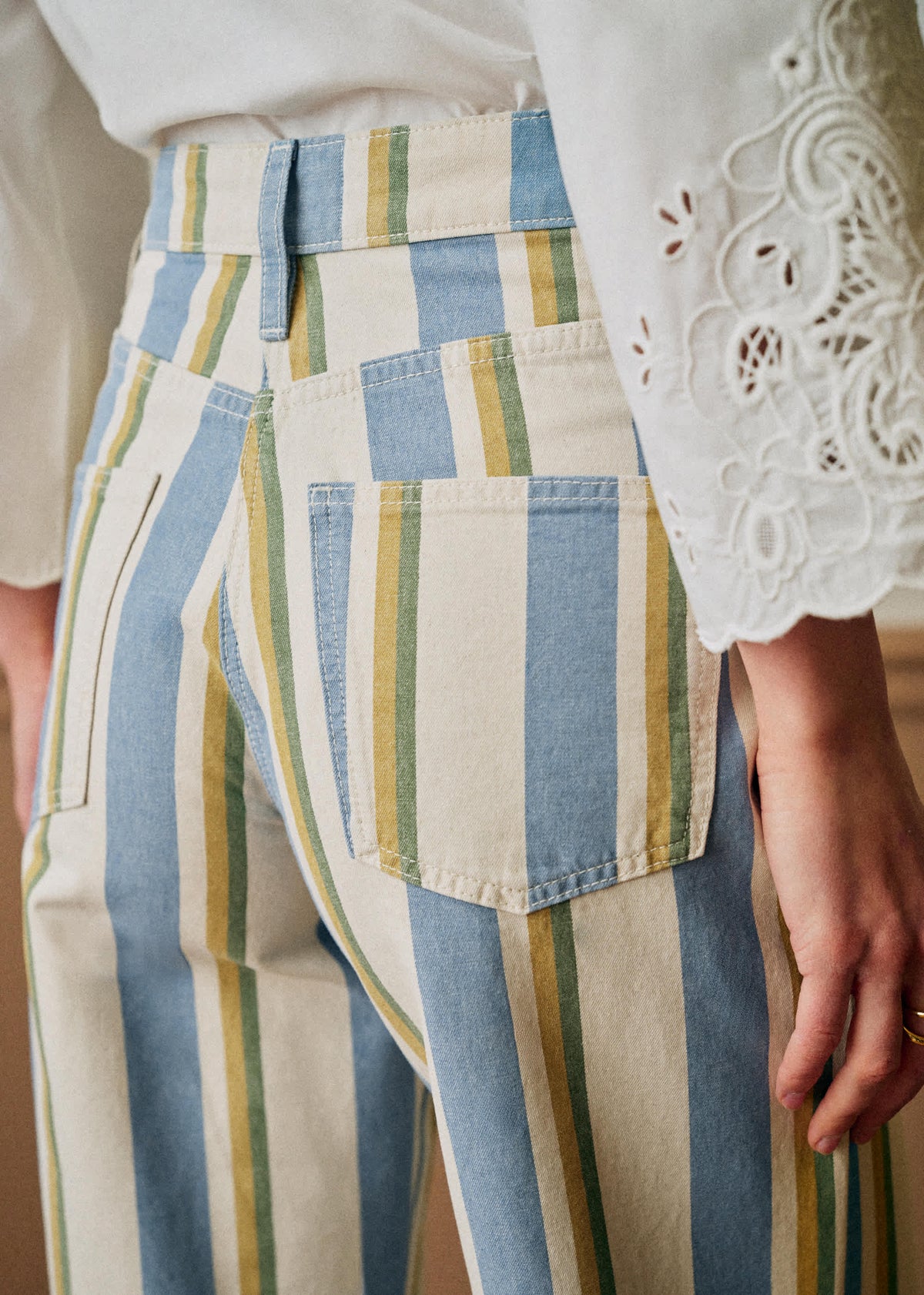 Pantalon Soan - Rayures Bleu Ecru Jaune