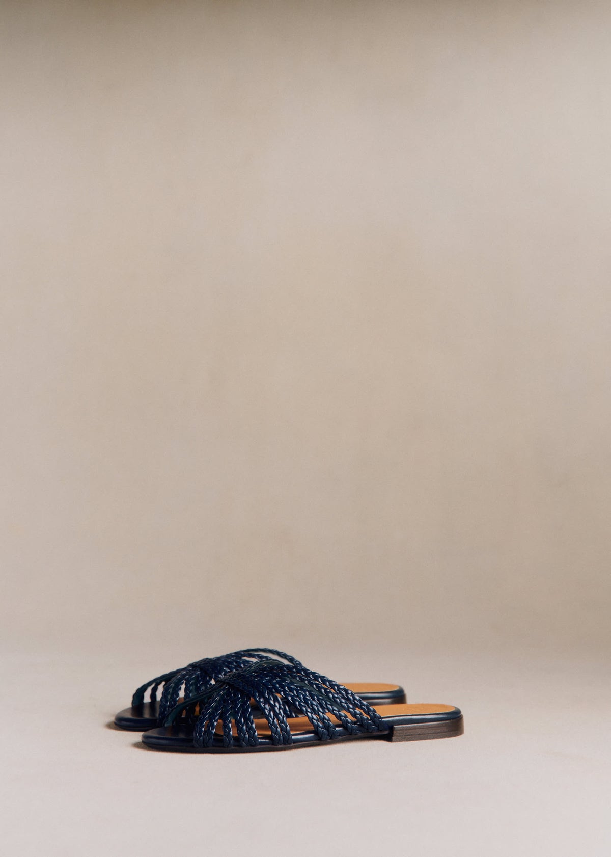Mules Low Paola - Marine Lisse Tressé