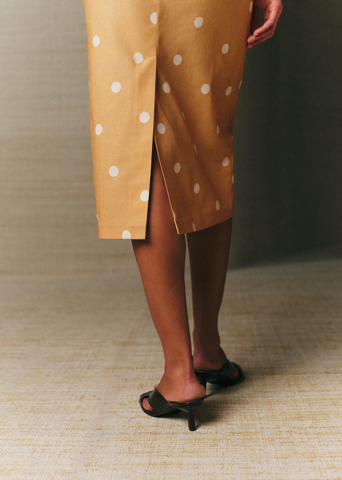 Robe Anabella - Imprimé Pois Ecru Fond Biscuit