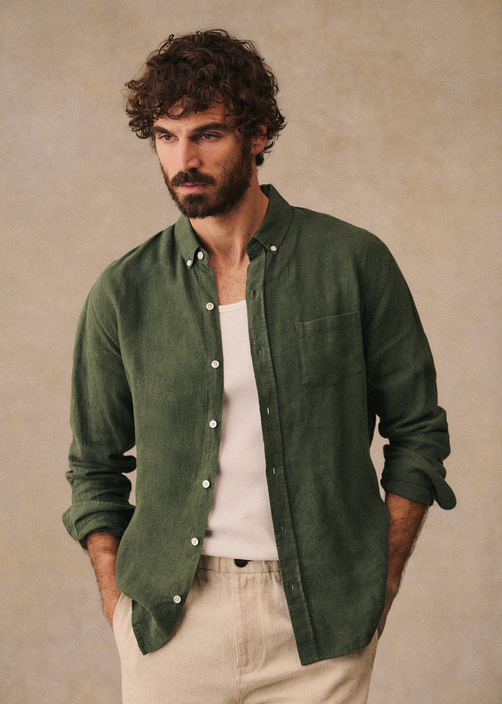 Chemise Charlie Lin - Kaki