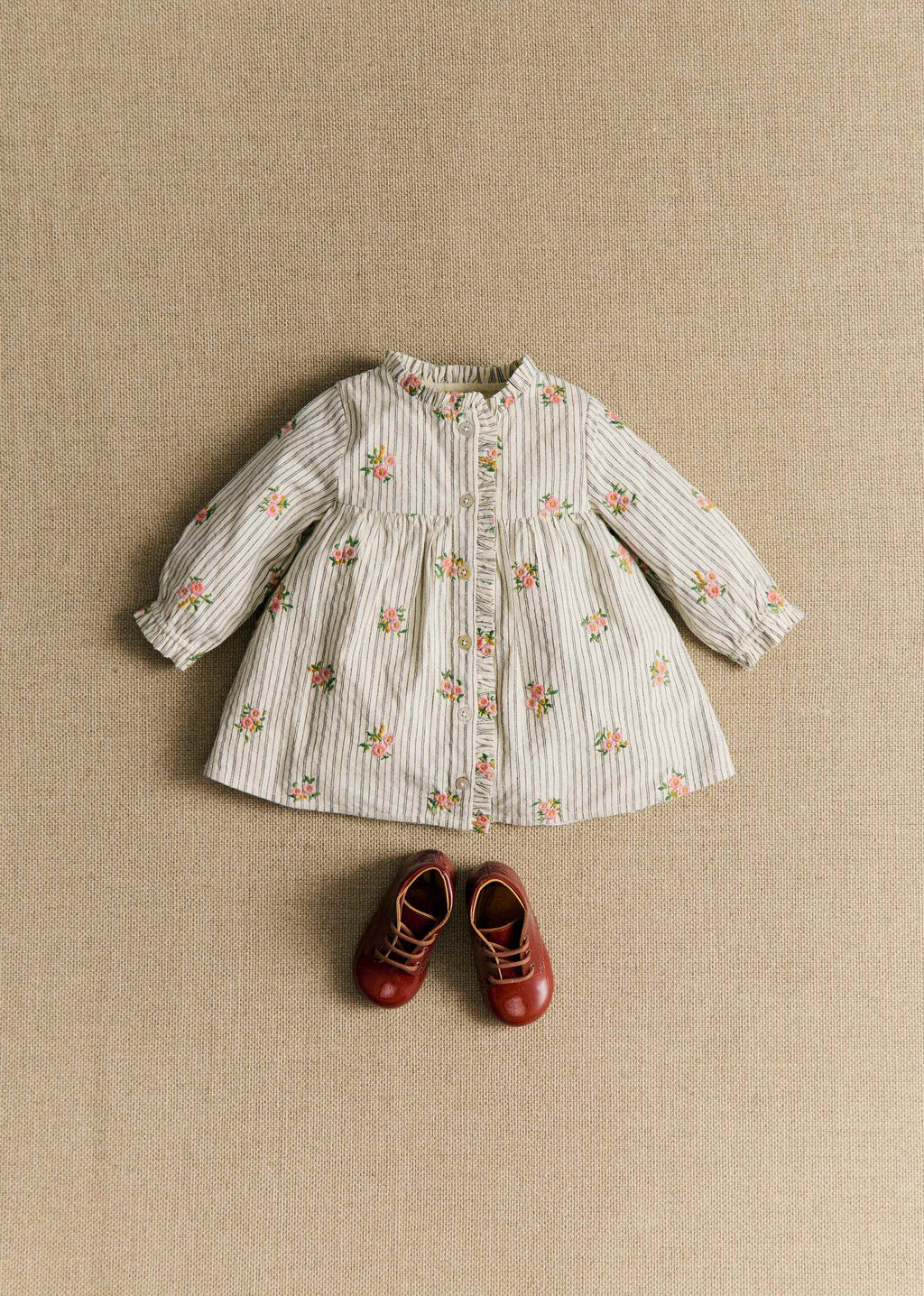 Robe Romy - Rayures Broderies Fleurs