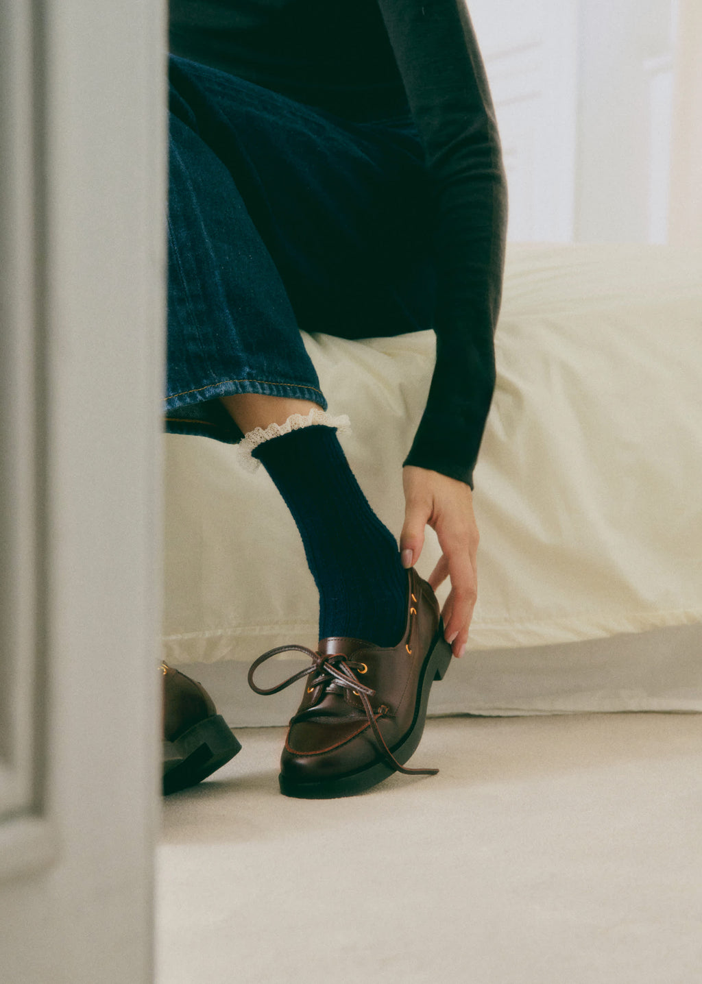 Chaussettes Elena Haute - Bleu Marine