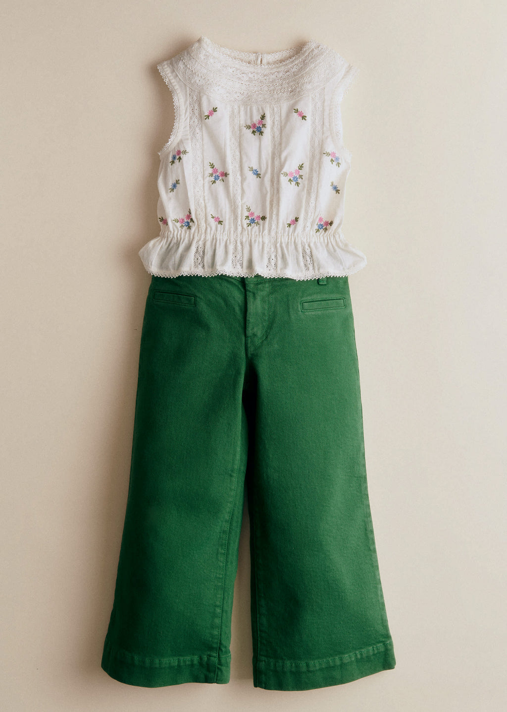 Blouse Dorrita - Broderie Placée Fleurs Multico Fond Crème