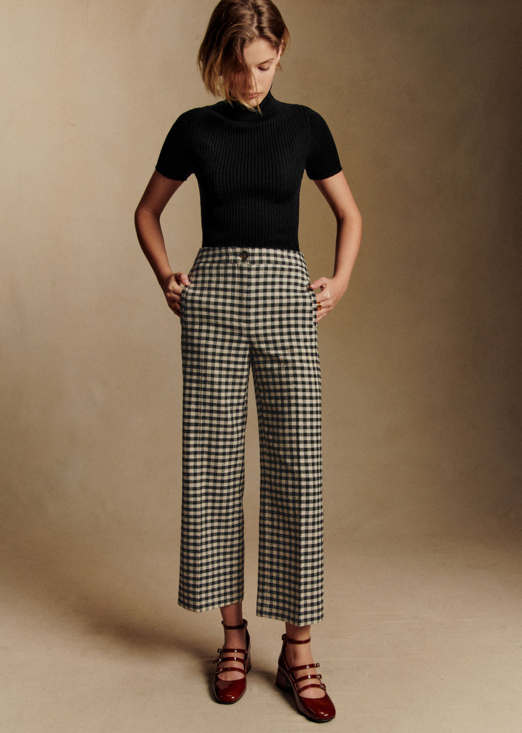 Pantalon Martin Crop - Vichy Noir Écru