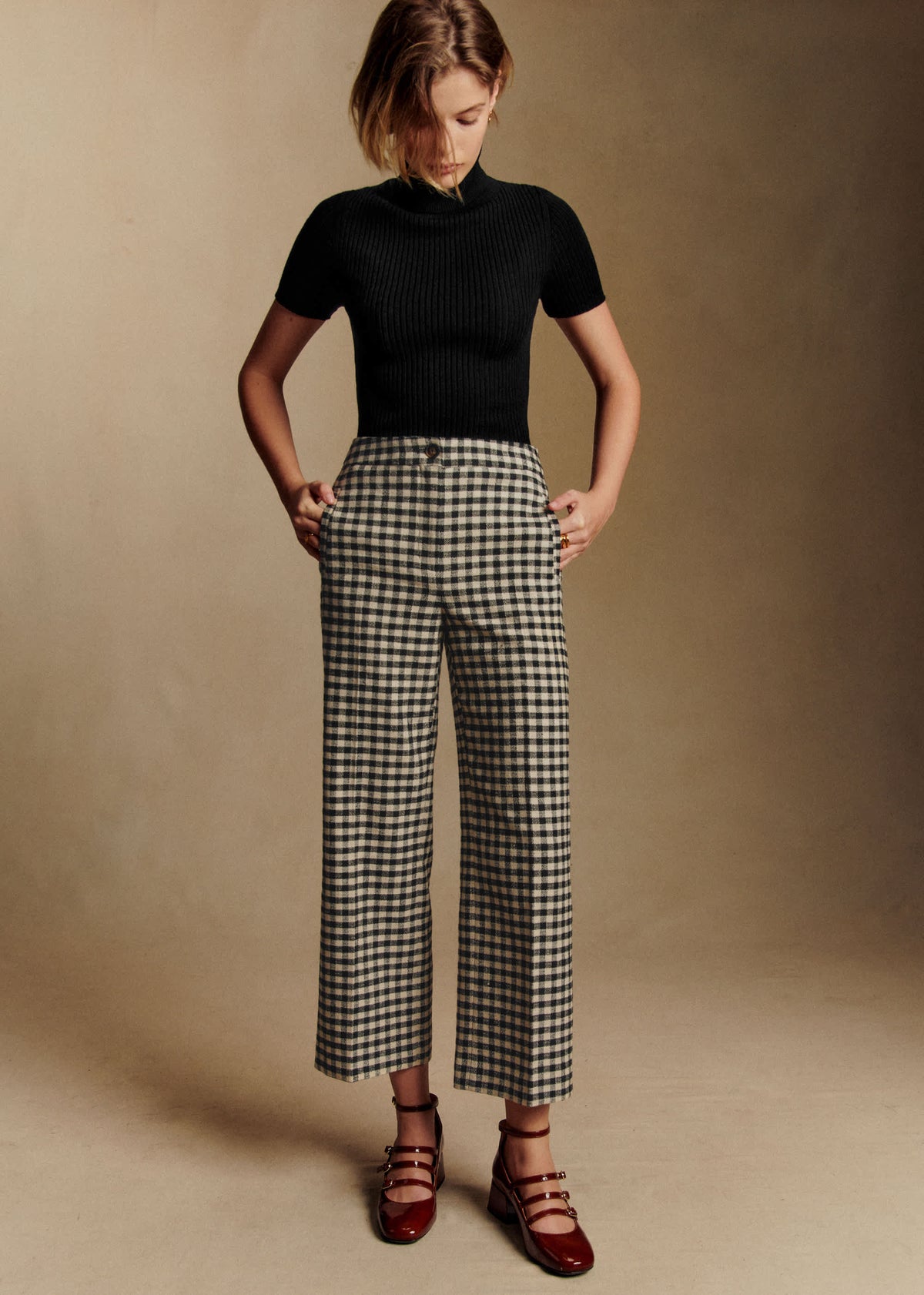 Pantalon Martin Crop - Vichy Noir Écru