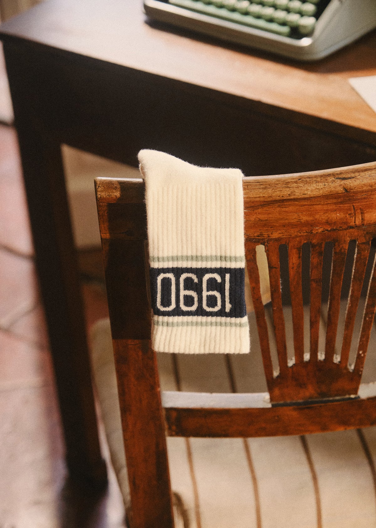 Chaussettes 1990 - Écru / Vert