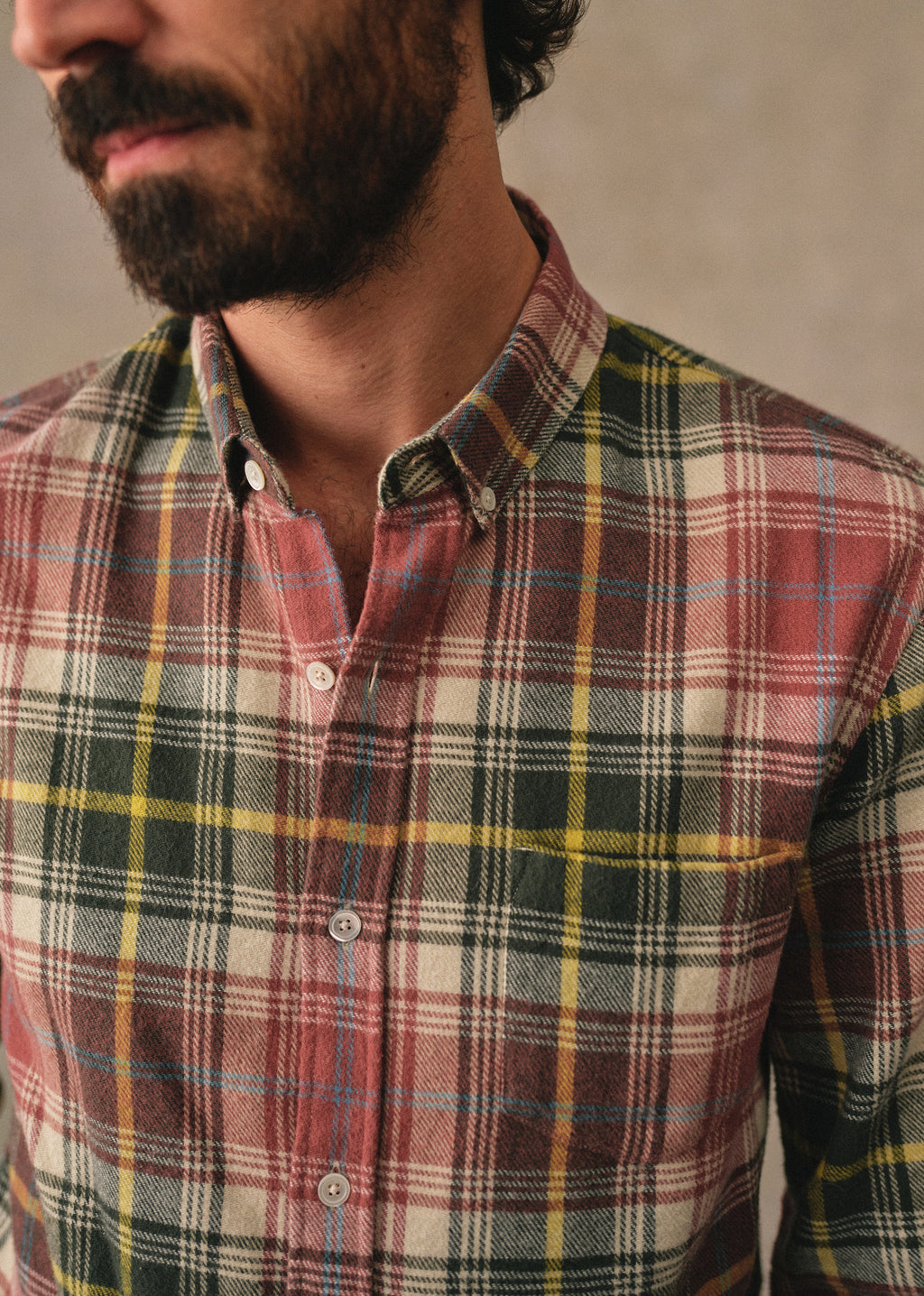 Chemise Charlie Flanelle Carreaux - Vert / Rose Foncé