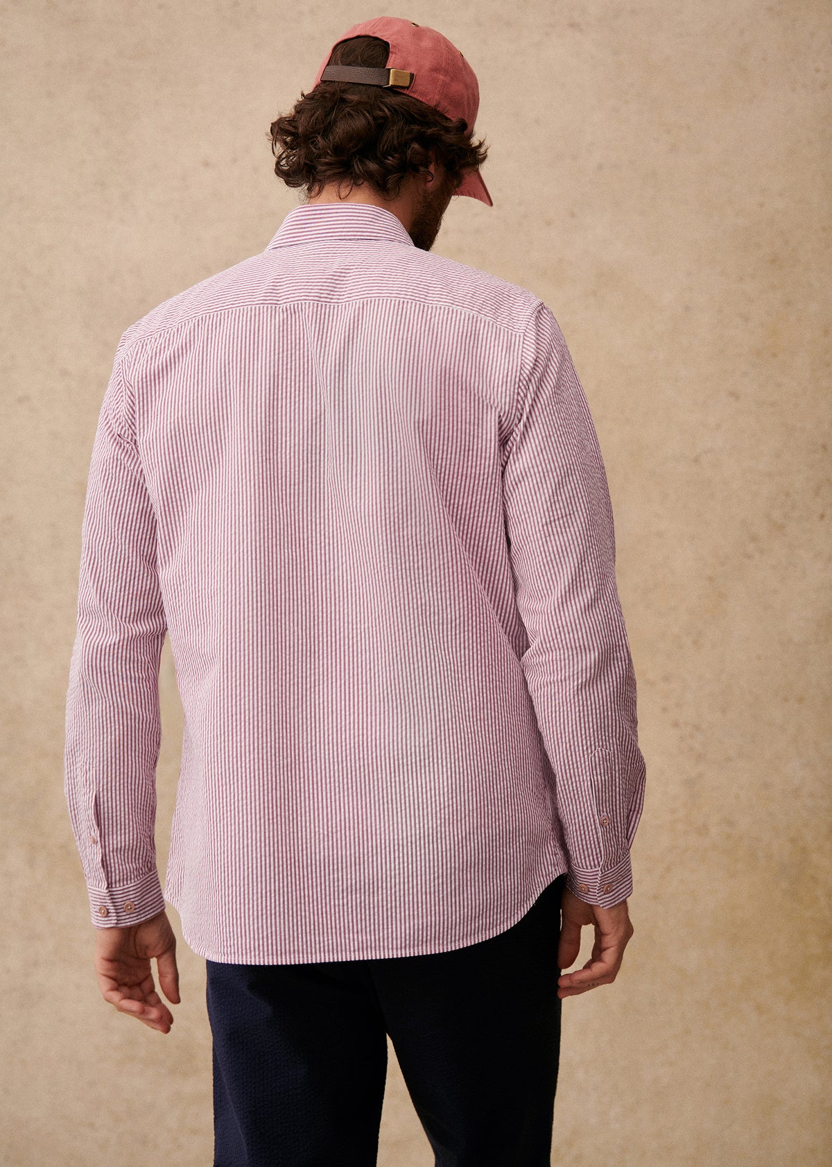 Chemise Charlie Seersucker - Blanc / Bordeaux