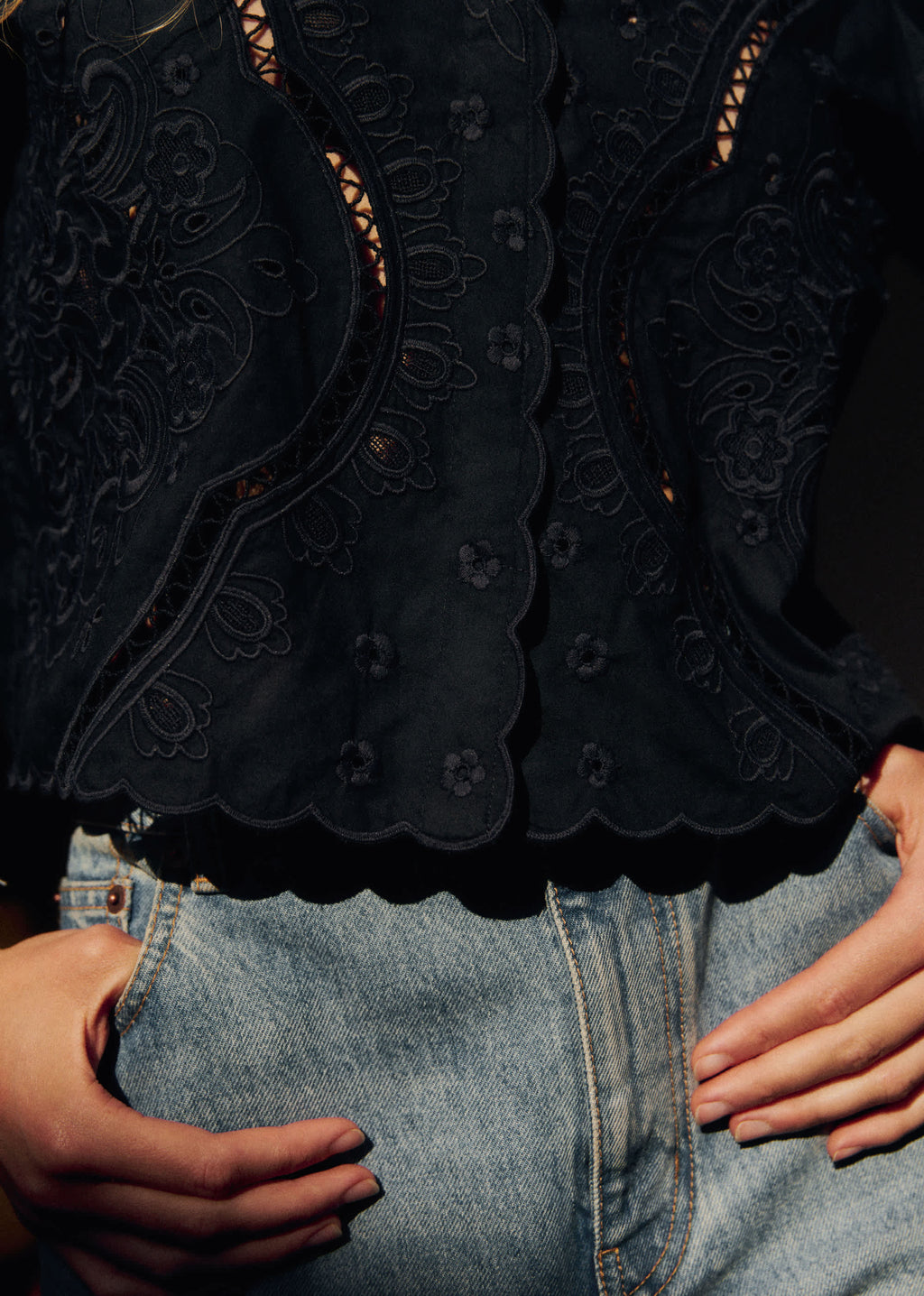 Chemise Alycia - Broderie Placée Noire