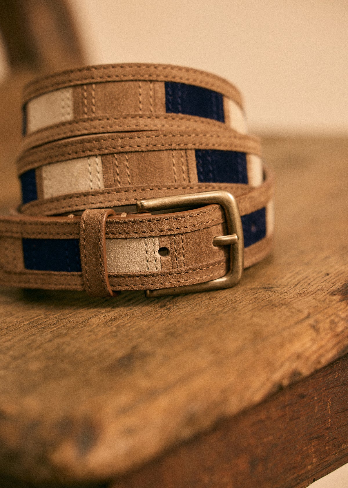 Ceinture Sidney Patchwork - Marine / Camel / Beige