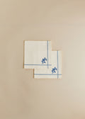 Set de 2 serviettes brodées - Broderie Bleu Fond Ecru