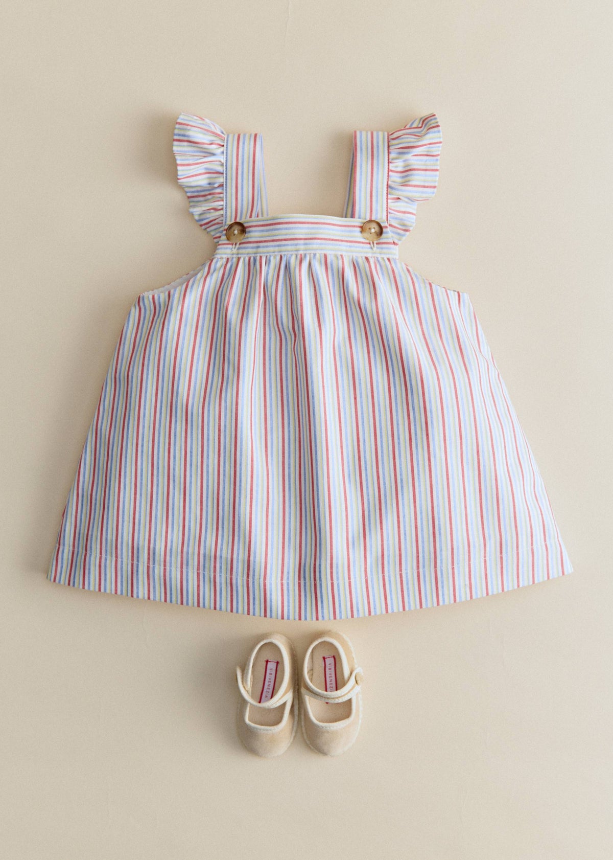 Robe Lucile - Rayure Rouge Bleu Jaune