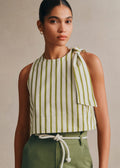 Blouse Loren - Écru Rayures Kaki