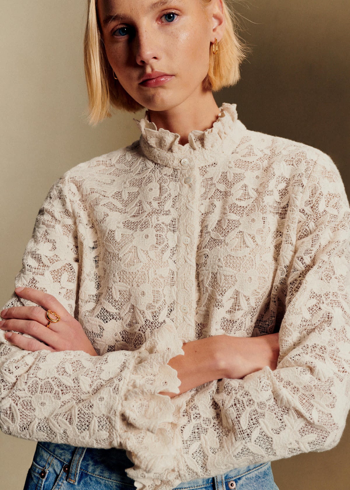 Chemise Erine - Guipure Unie Fleur Ecru